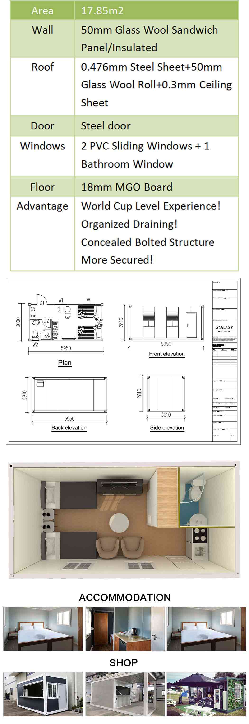 detachable container specification